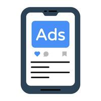 Conceptual flat design icon of mobile ads vector