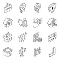 Pack of Property and Tools Linear Icons vector