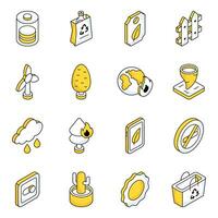 Pack of Eco Flat Icons vector