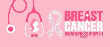 October is breast cancer awareness month background template. Holiday concept. background, banner, placard, card, and poster design template with ribbon and text inscription. vector illustration.