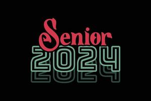 Senior 2024 Typography Design Template. vector