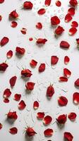 AI Generative symbol of love and Valentines Day Spa background of dried petals of red roses photo