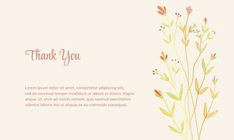 thank you card with botanical flower and gold design vector