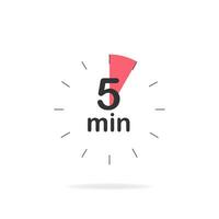 5 minutes timer. Stopwatch symbol in flat style. Editable isolated vector illustration.