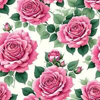 Beautiful Rose flower Pattern. Generative Ai photo