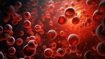 Red blood cells inside an artery, vein. photo