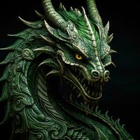 Green wooden dragon, new year 2024. photo