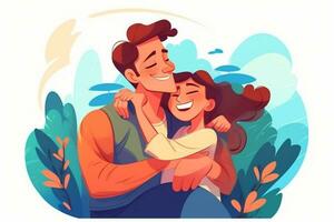 AI Generative Fathers day Happy family daughter hugs his dad on holiday photo