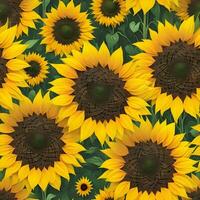 Beautiful Sunflower Pattern. Generative Ai photo