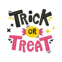 Halloween cartoon elements and lettering. Trick or treat. vector