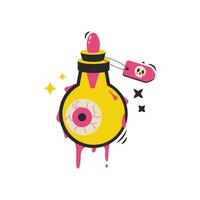 Halloween cartoon elements. Potion with an eye. vector