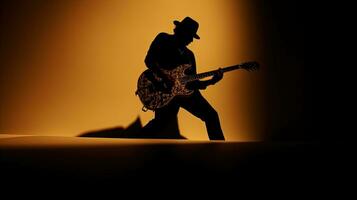 Guitar shadow. silhouette concept photo