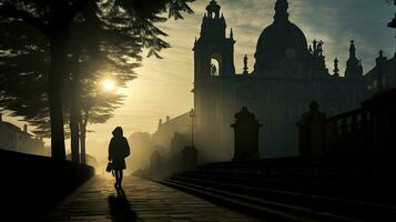 A landmark in Portugal. silhouette concept photo