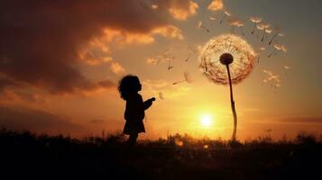 Silhouette of a dandelion photo