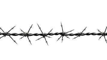 Isolated barb wire fence on white background. silhouette concept photo