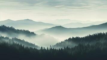 Vosges Mountains in Eastern France covered in beautiful forests. silhouette concept photo