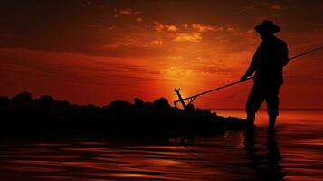 Fisherman s outline. silhouette concept photo