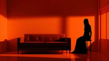 Orange Room. silhouette concept photo