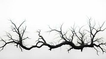 White background in Thailand with a dead tree. silhouette concept photo