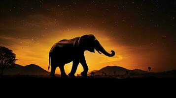 elefante estatua contorno a noche en chiang mai Tailandia safari. silueta concepto foto