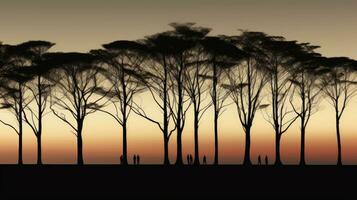 Silhouettes of tall trees photo