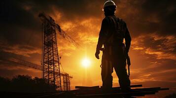 Construction worker s outline. silhouette concept photo