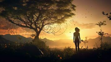 Rediscover nature during the pandemic. silhouette concept photo