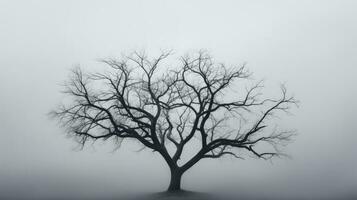 Silhouette of bare tree against cloudy sky photo