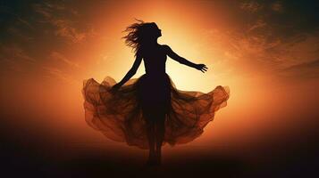 Dancing woman s silhouette photo