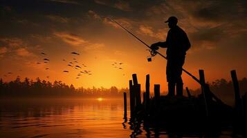 pescador s describir. silueta concepto foto