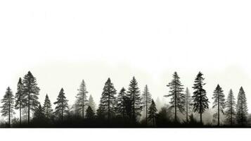 HD isolated white background view of tree line. silhouette concept photo