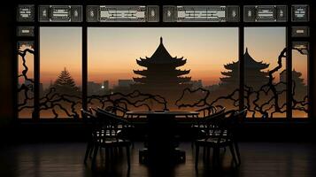 Beijing China building interior silhouette photo