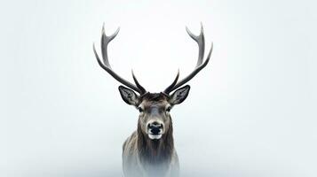 Reindeer s beautiful portrait on a white background. silhouette concept photo