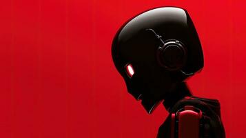 Cute robot s silhouette on a red backdrop photo