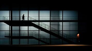 Berlin industrial building staircase. silhouette concept photo