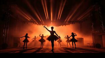 Dancers performing on stage. silhouette concept photo