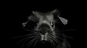 Focus on the nose of an isolated cute guinea pig on white background. silhouette concept photo