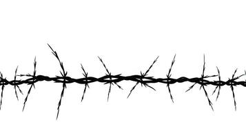 Isolated barb wire fence on white background. silhouette concept photo