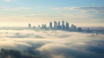 Gorgeous foggy view of downtown Vilnius Lithuania in spring. silhouette concept photo