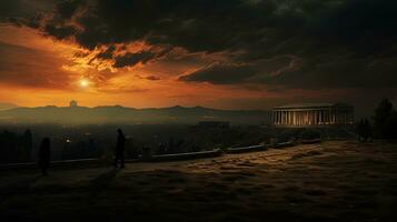 Anitkabir Ataturk in Turkey s Ankara landscape. silhouette concept photo