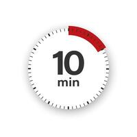 10 minutes timer. Stopwatch symbol in flat style. Editable isolated vector illustration.