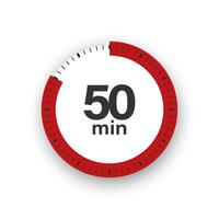 50 minutes timer. Stopwatch symbol in flat style. Editable isolated vector illustration.