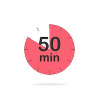 50 minutes timer. Stopwatch symbol in flat style. Editable isolated vector illustration.