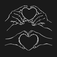 Hands holding heart. Hand drawn vector illustration.