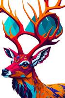 A detailed illustration of a Deer with dark gothic, leaf, and flower for a t-shirt design photo