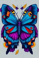 A detailed illustration of butterfly with dark gothic, leaf, and flower for a t-shirt design photo