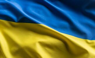 Waving flag of Ukraine. National symbol of country and state photo