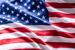 Waving flag of the United States. National symbol of country and state photo