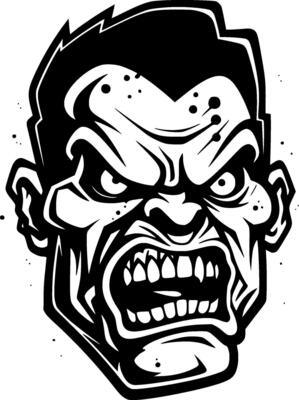 Zombie, Black and White Vector illustration