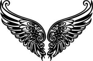 Wings, Black and White Vector illustration